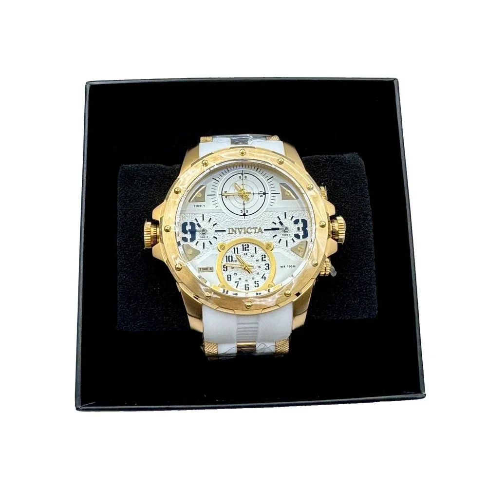 Invicta Coalition Forces Sniper 50218 50mm Gold White Watch NWT Box
